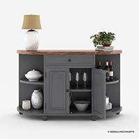 Chantilly Two Tone Solid Wood Farmhouse Long Coffee Bar Buffet