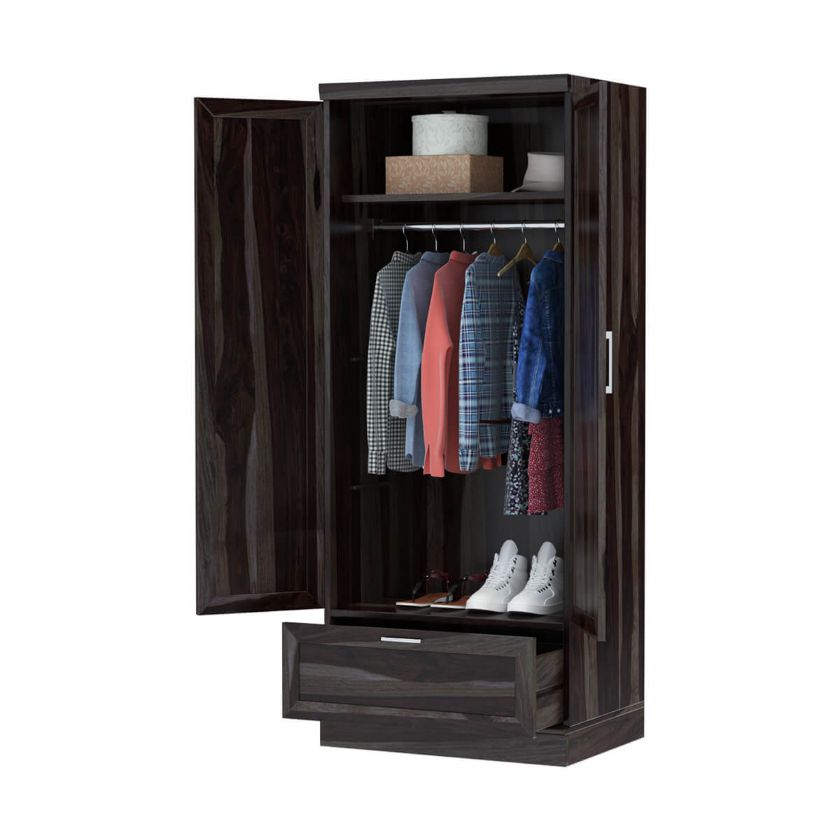 Anchorage Contemporary Solid Wood Wardrobe Clothing Armoire Cabinet