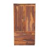 Caspian Rustic Solid Wood Wardrobe Armoire With Shelves And Drawers