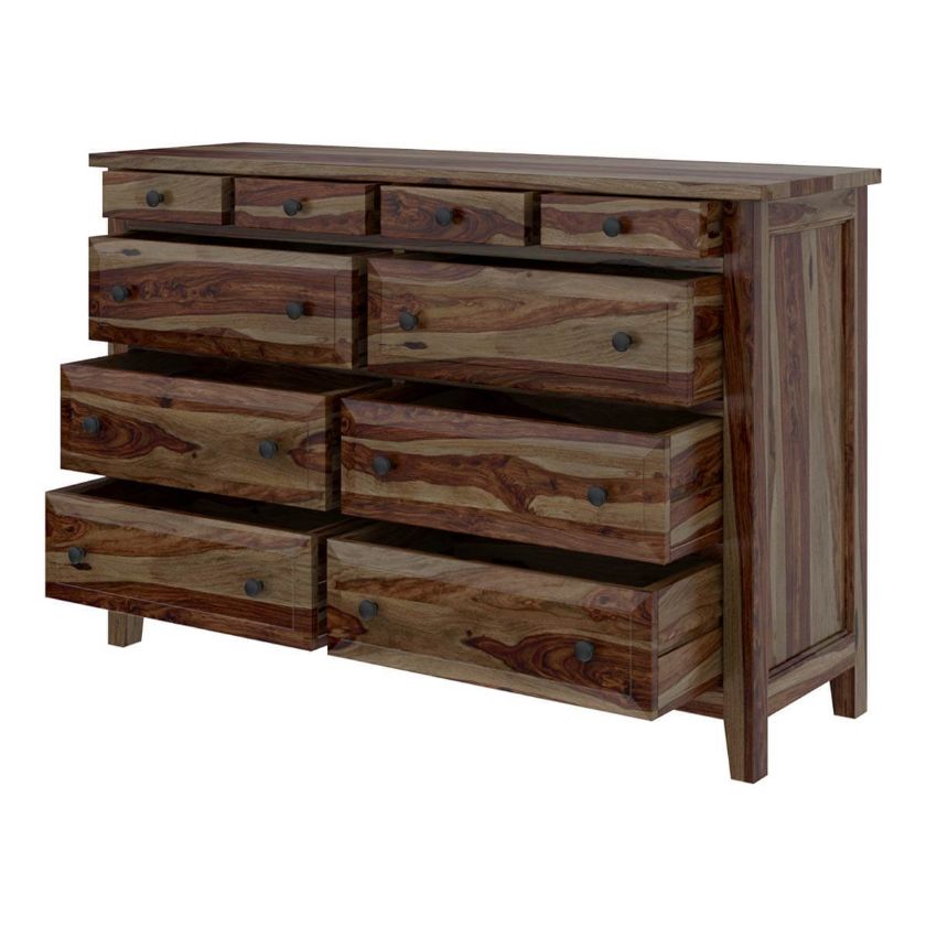 Irvin Contemporary Rustic Solid Wood Drawer Double Dresser