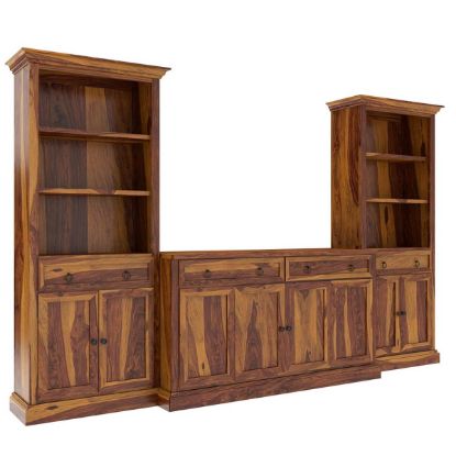 Wooden Entertainment Center With Bookshelves