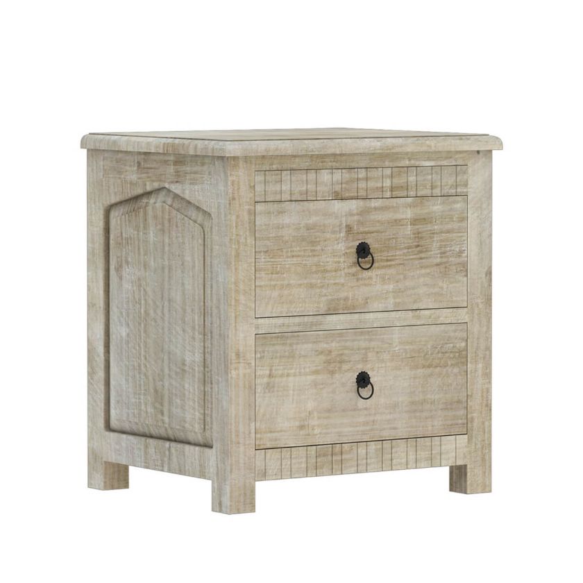 Mission Winter White Mango Wood Nightstand With Drawers