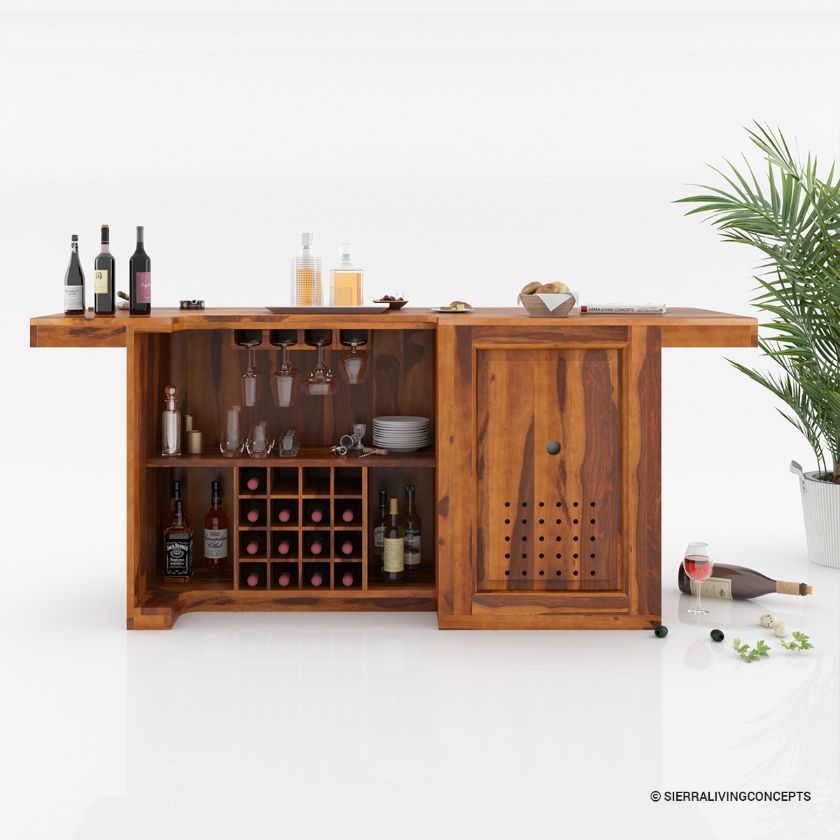 Harrisburg Wooden Home Bar With Fridge Space