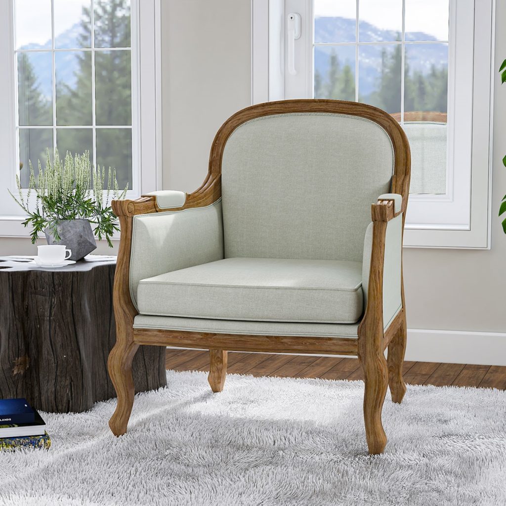 Waregem Rustic Solid Wood Upholstered Accent Chair