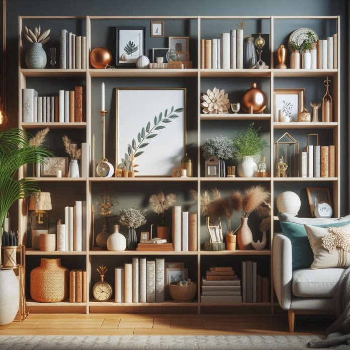 decorated bookcase