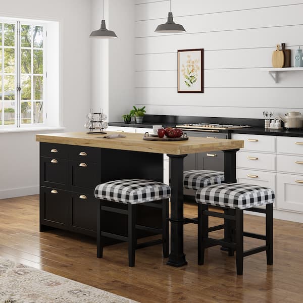 Prebbleton Rustic Solid Wood Kitchen Island with Seating