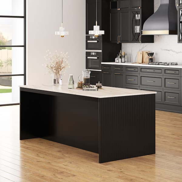 Hilversum Modern Solid Wood Marble Top Kitchen Island