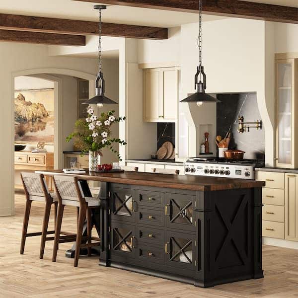 Helsinki Solid Wood 2 Tone French Country Large Kitchen Island