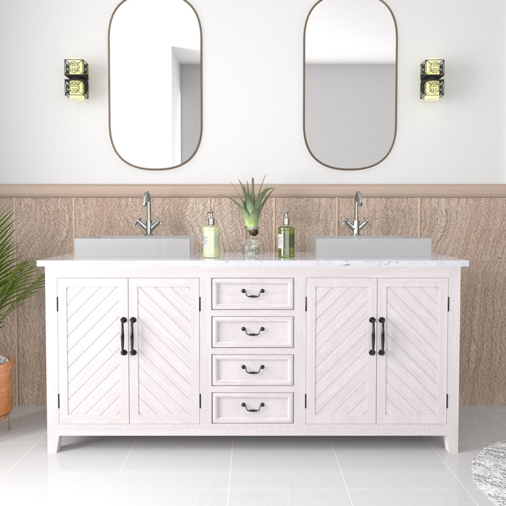 White bathroom vanity solid wood