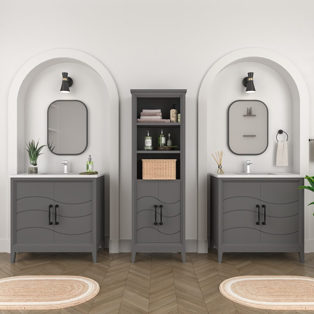 Charolette 3 Piece Bathroom Vanity Set with Sink Space