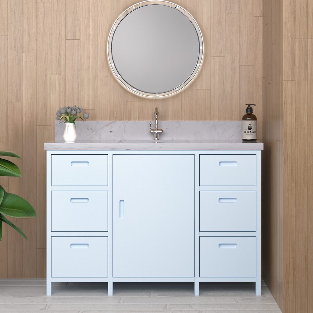 Gulfport White 48 Inch Bathroom Vanity with Sink Space