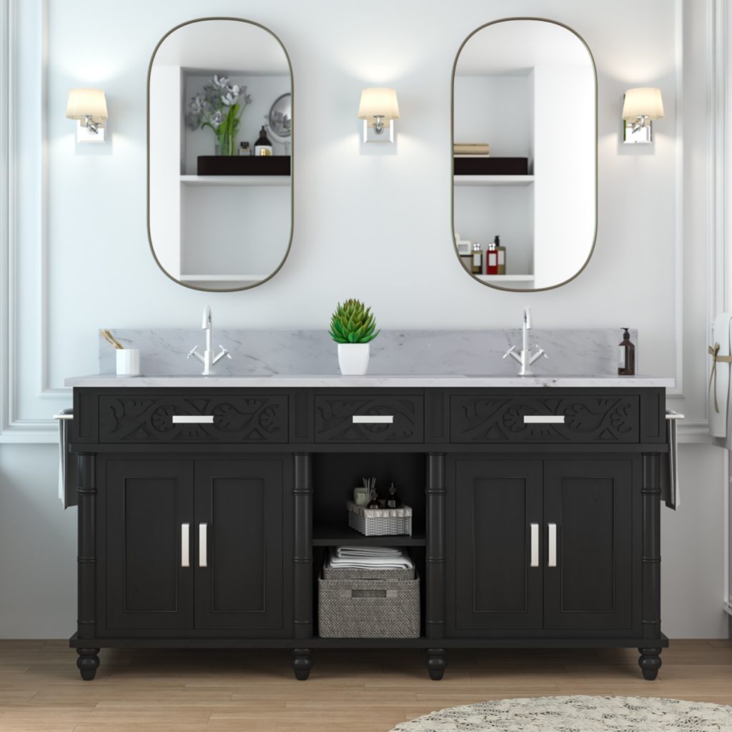 Black Bathroom Vanity with Double sink space