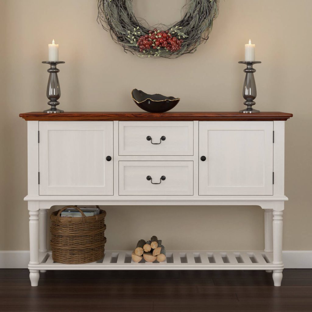 Proberta Two Tone Solid Wood 2 Drawer Rustic Buffet Table