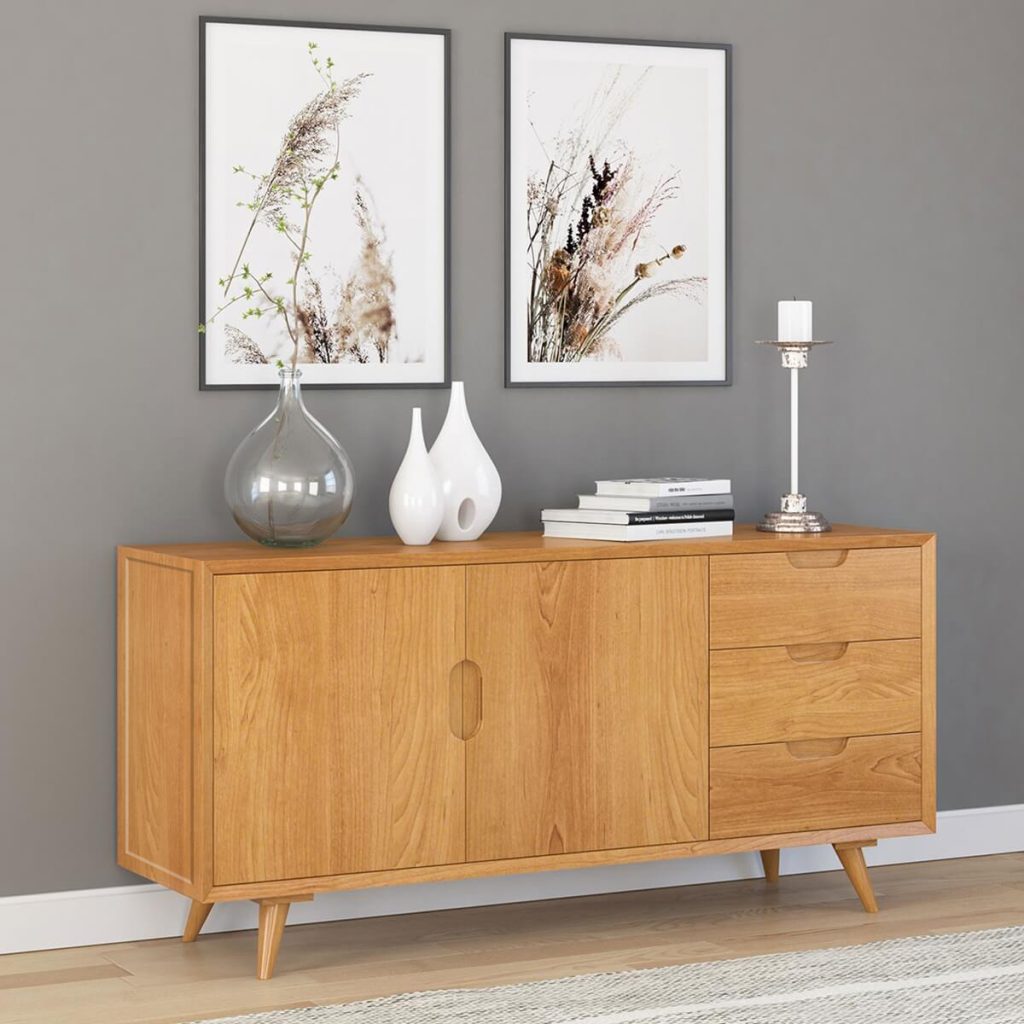 Cierra Solid Teak Wood Mid Century Modern Credenza