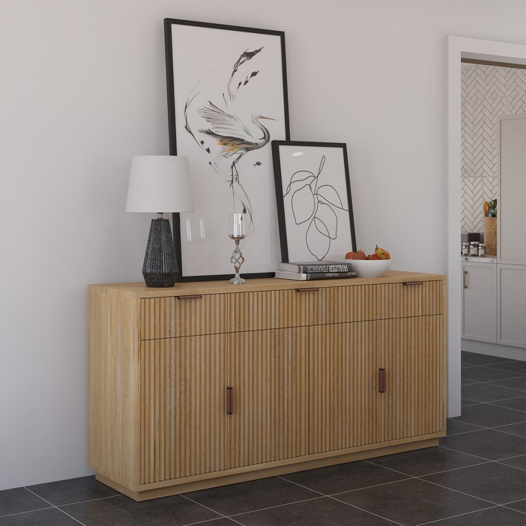 Descanso Modern Farmhouse Fluted Sideboard with Drawers