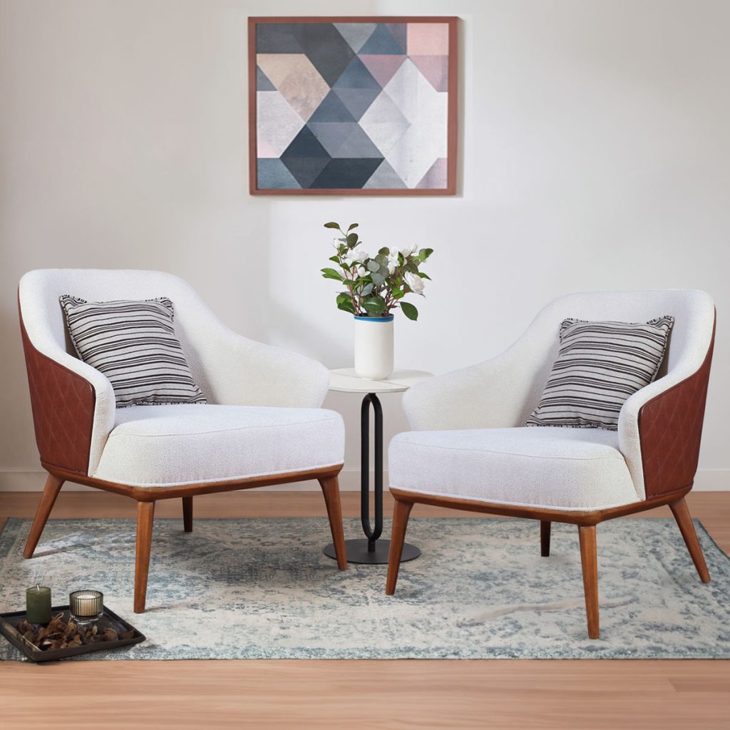 Alhambra upholstery Mid Century Modern Accent Chair Set of 2