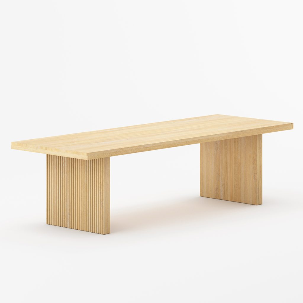 Descanso Fluted Base Modern Farmhouse Dining Table For 8