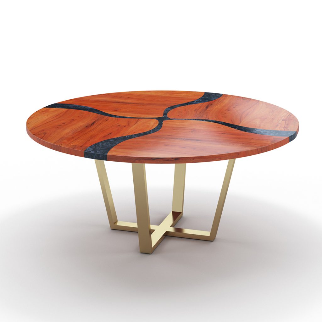 Hopland Mid century Modern Round Epoxy Dining Table