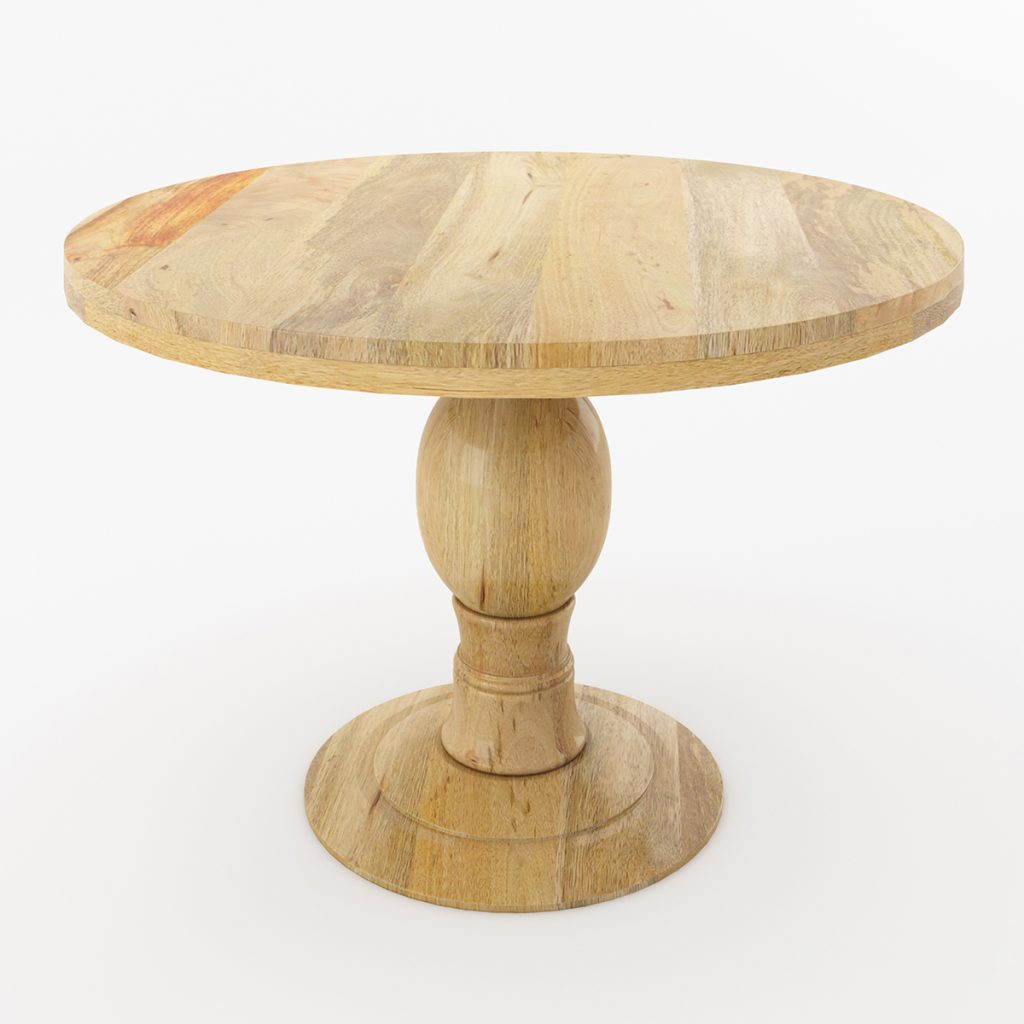 Maitland Farmhouse Mango Wood Pedestal Small Round Dining Table