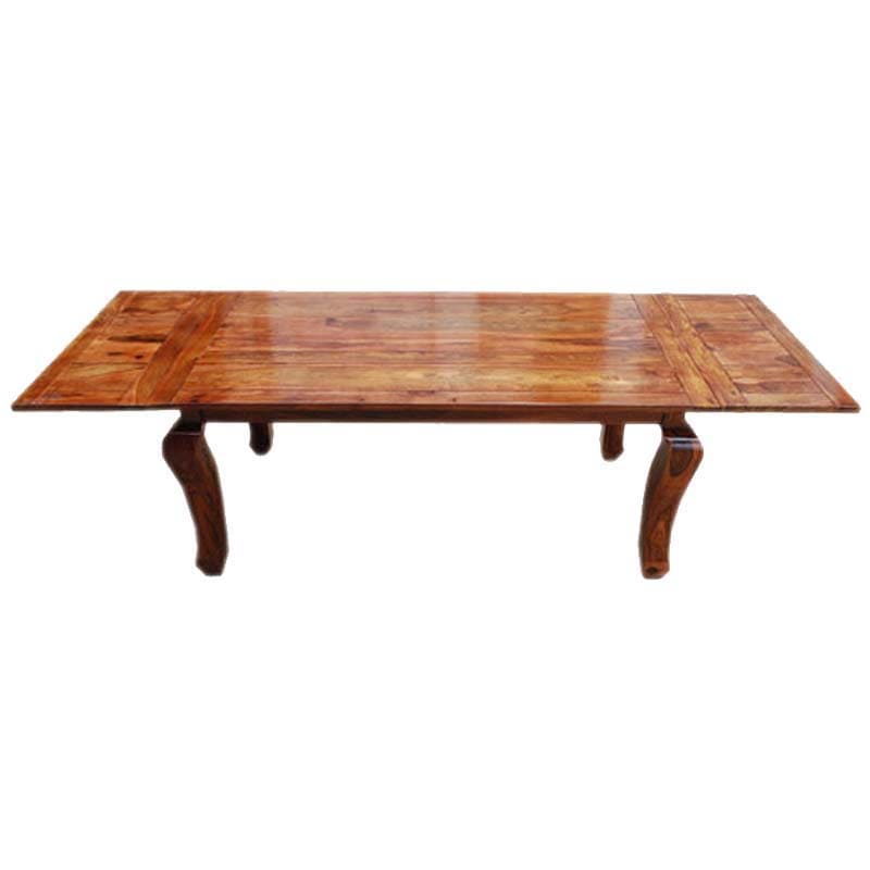 Rustic Wood Extension Cabriole Legs Dining Table