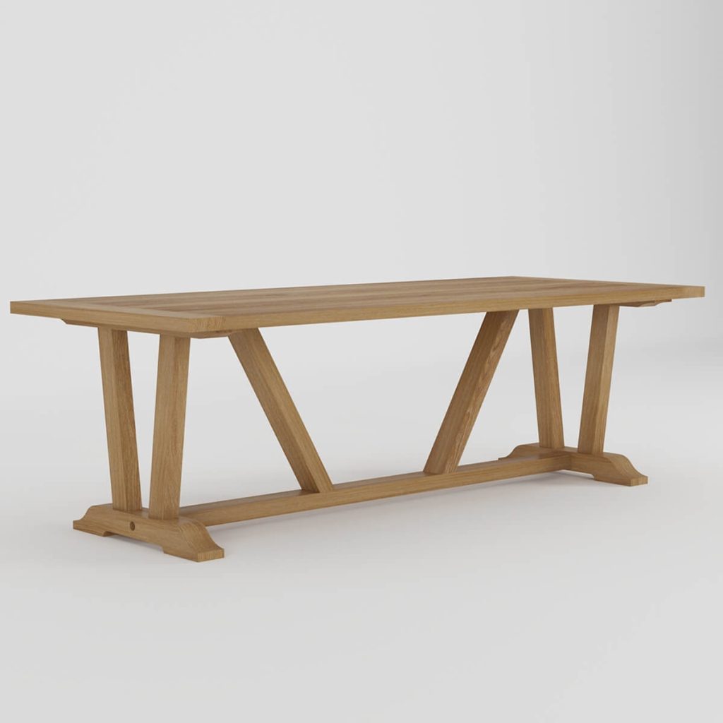 Springdale Rustic Teak Wood Outdoor Trestle Dining Table