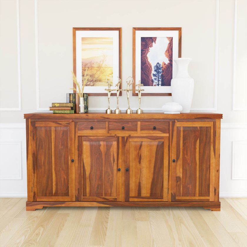 Picture of Santa Cruz Solid Wood Home Office Credenza Cabinet