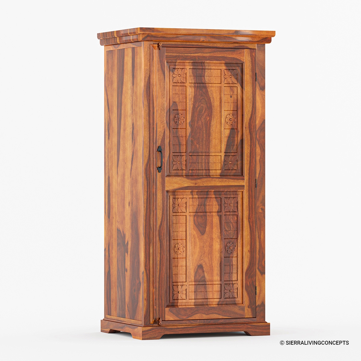 Space Saving Solid Wood Folding Armoire Desk with Storage Cabinet