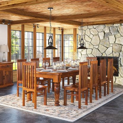 Picture of Clermont Rustic Solid Wood Large Dining Table and Chair Set