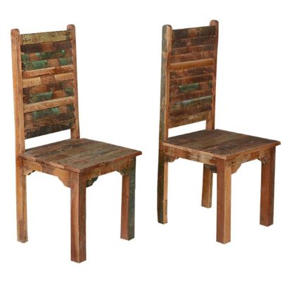 Picture of Rustic Distressed Reclaimed Wood Multi Color Dining Chair