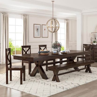 Picture of Westside Farmhouse Extendable Dining Table Bench Set