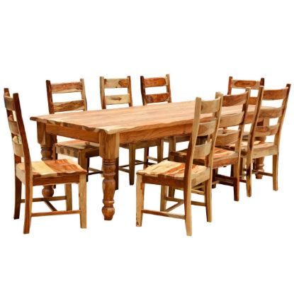 Dallas Classic Solid Wood Rustic Dining Room Table and Chair Set.