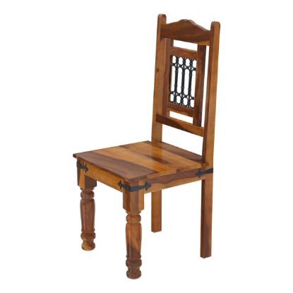 Picture of San Francisco Transitional Rustic Solid Wood and Iron Grill Dining Chair