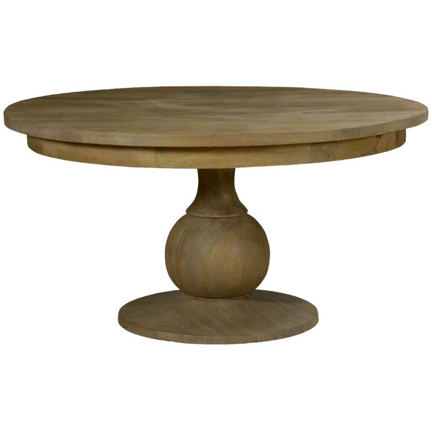 Culver Solid Mango Wood Round Pedestal Farmhouse Dining Table