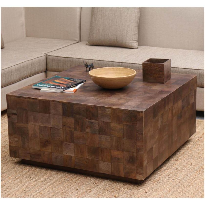 Picture of Modern Rustic Furniture Solid Wood Block Coffee Table