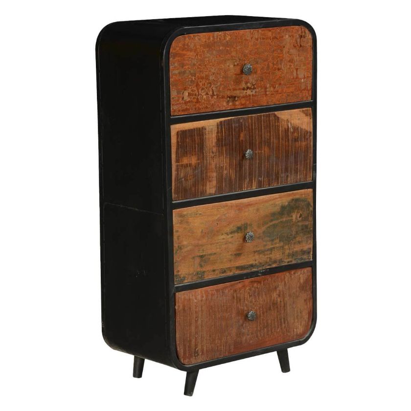 50’s Retro Reclaimed Wood 4 Drawer Industrial Dresser.