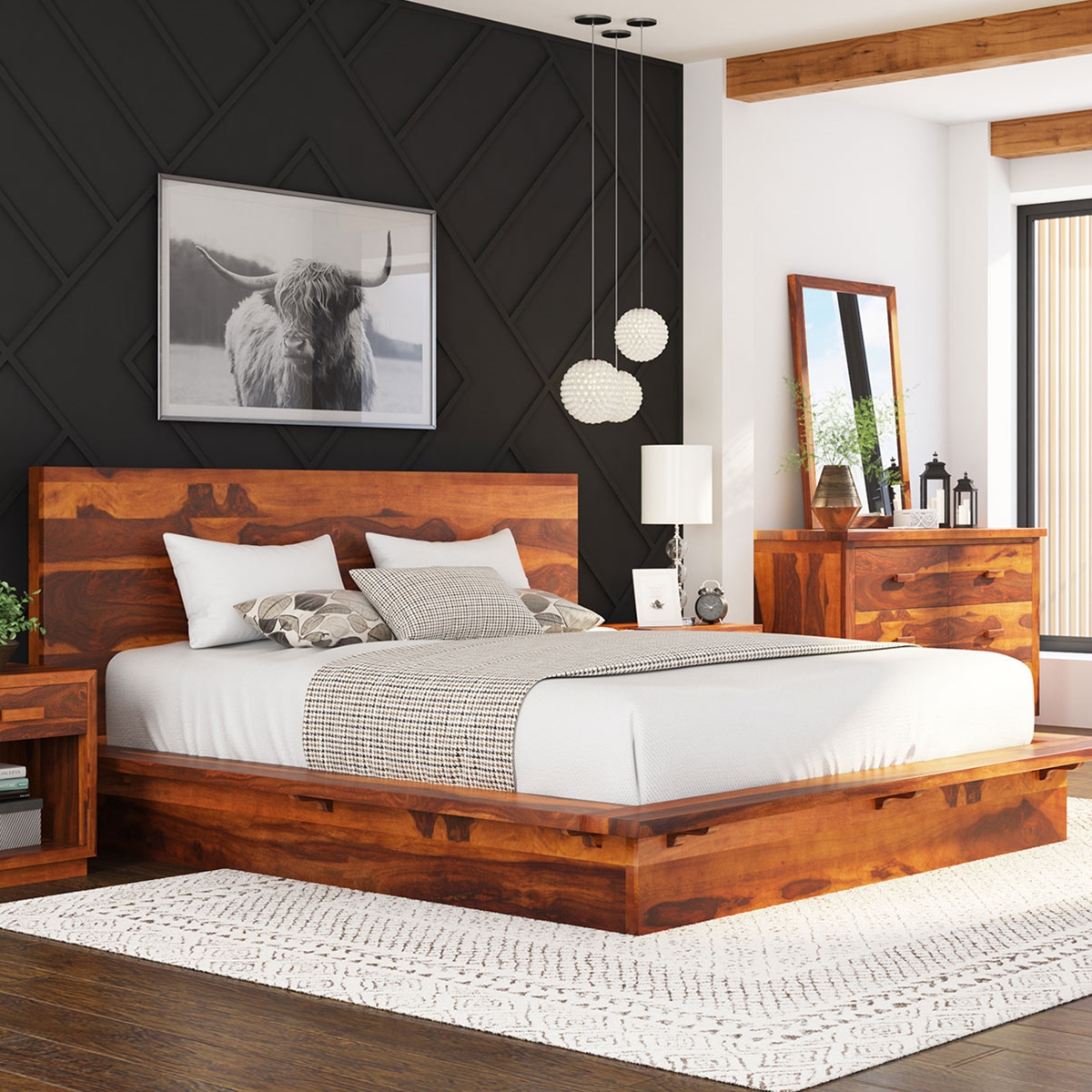 Delaware King Wood Bed Frame  Available in Queen & Full Size.