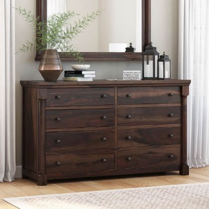 Modern Simplicity Solid Wood Black Tall Dresser With 5 Drawers