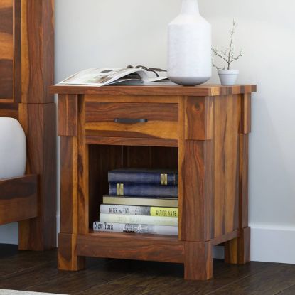 Picture of Modern Farmhouse Solid Wood 1 Drawer Nightstand