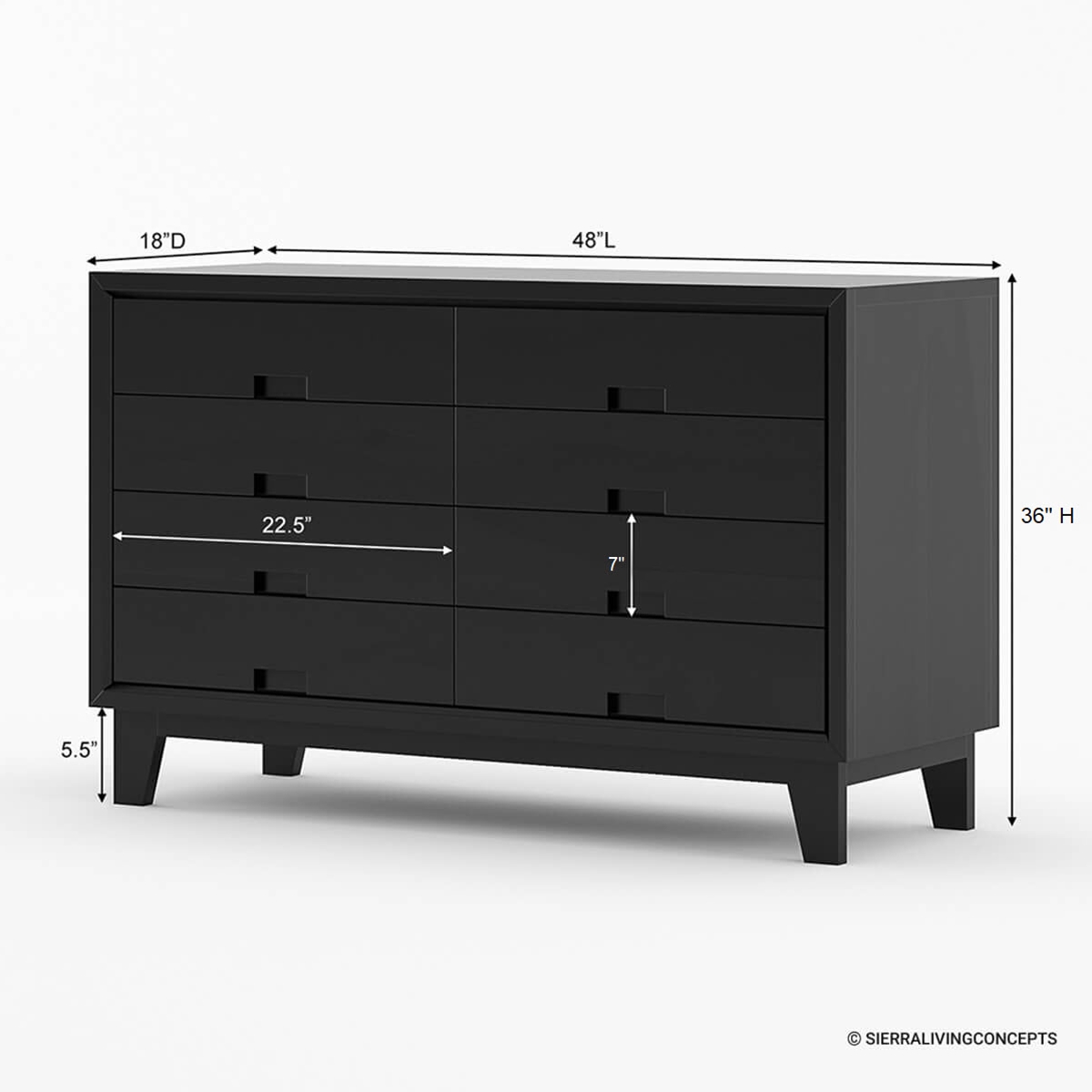 Modern Simplicity Mocha Solid Wood 8-Drawer Dresser.