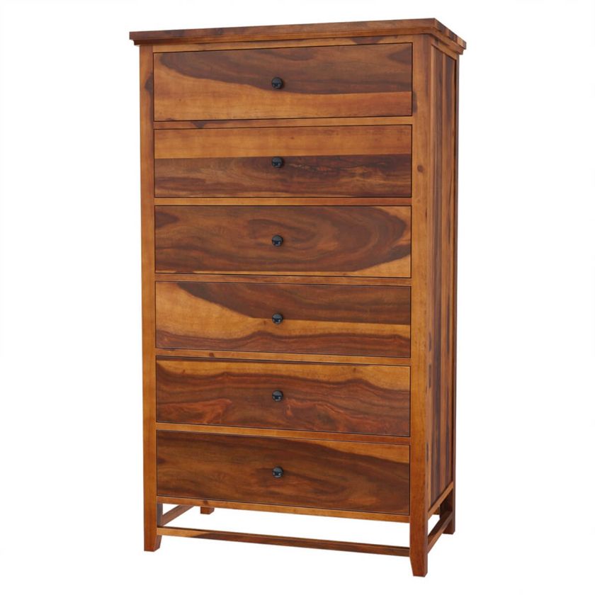 Mission Modern Solid Wood 6 Drawer Bedroom Tall Dresser