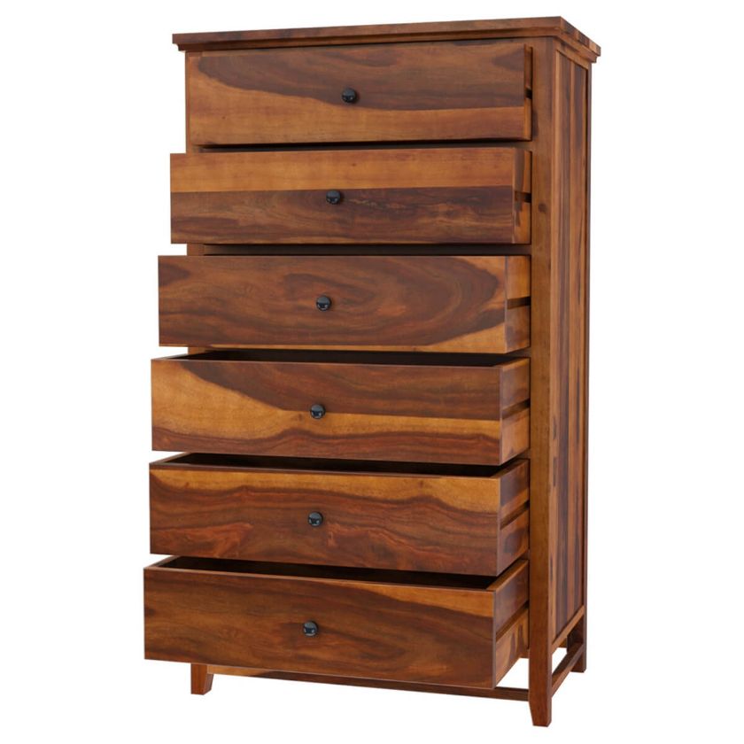 Mission Modern Solid Wood 6 Drawer Bedroom Tall Dresser