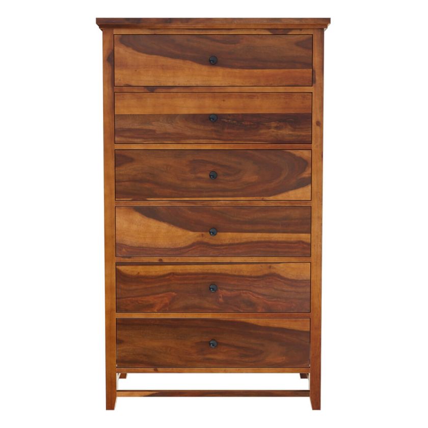 Mission Modern Solid Wood 6 Drawer Bedroom Tall Dresser