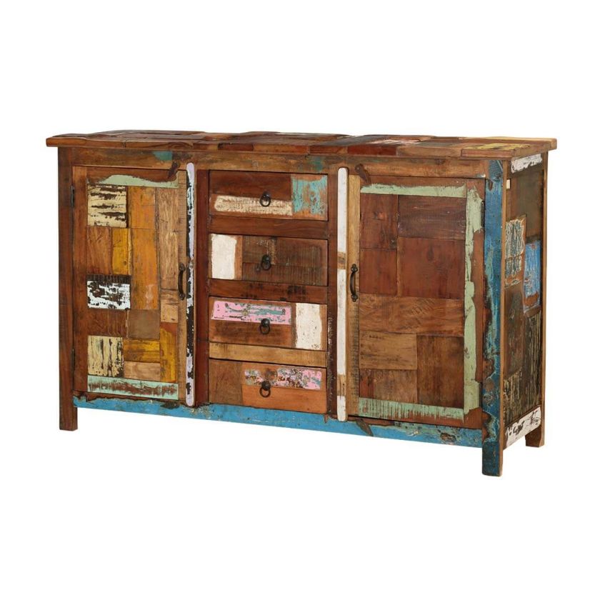 Arizona Rustic Reclaimed Wood 4 Drawer Large Sideboard Cabinet