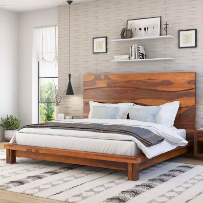 Picture of Santa Barbara Solid Wood High Headboard Platform Bed