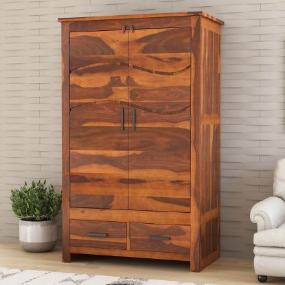 Empire Bedroom Transitional Solid Wood Large Armoire Wardrobe With Shelves.