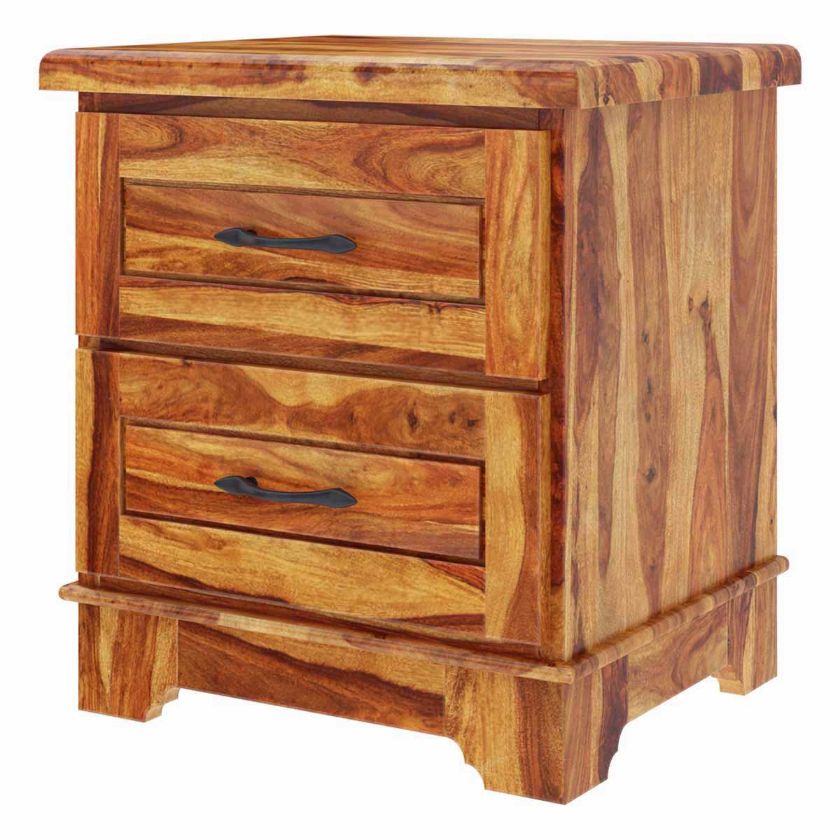 Colonial Rail Top Solid Wood Nightstand with Drawer