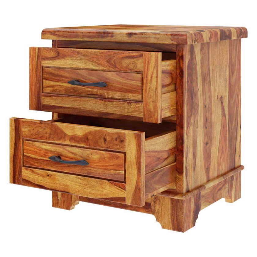 Colonial Rail Top Solid Wood Nightstand with Drawer