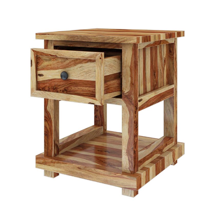 Larvik Rustic Solid Wood 1 Drawer Nightstand