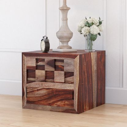 Picture of Walsenburg Checkered Solid Wood Flip Door Captains Bedside Nightstand