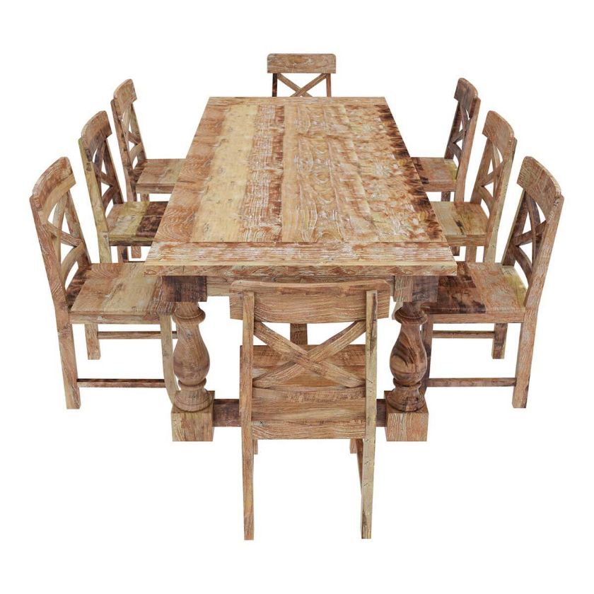 Britain Rustic Teak Wood 11 Piece Dining Room Set